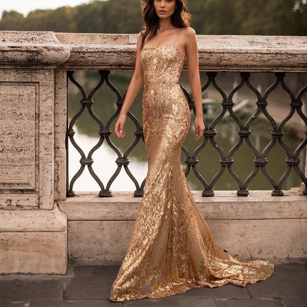 Alamour the label gold sequin Sonia dress